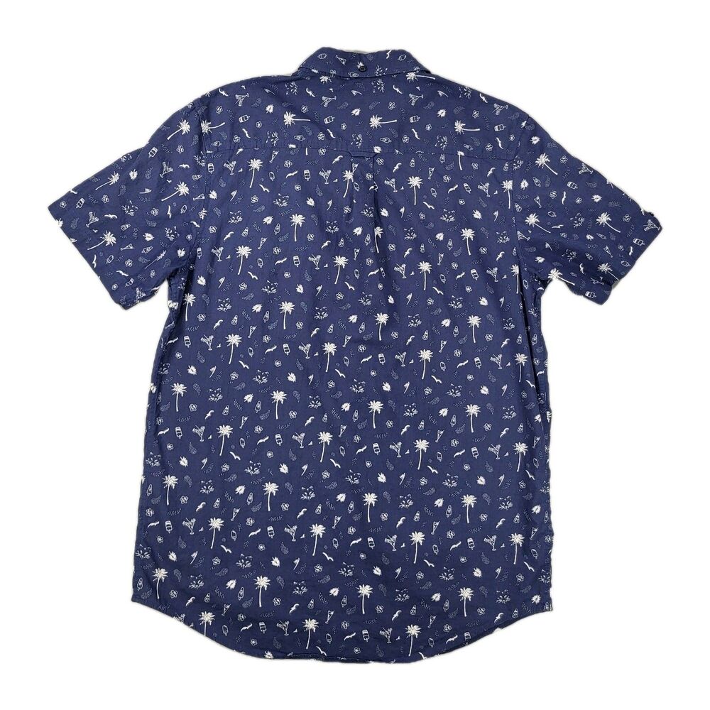Ben Sherman Men's Short Sleeve Printed Button-Down Shirt - Navy Blue Sz L - Picture 2 of 10